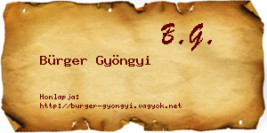 Bürger Gyöngyi névjegykártya